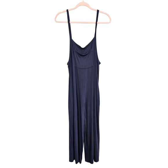 Elloh Womens Jumpsuit Small Blue Stretch Wide Leg Pants Romper Overalls Pockets - Picture 2 of 10